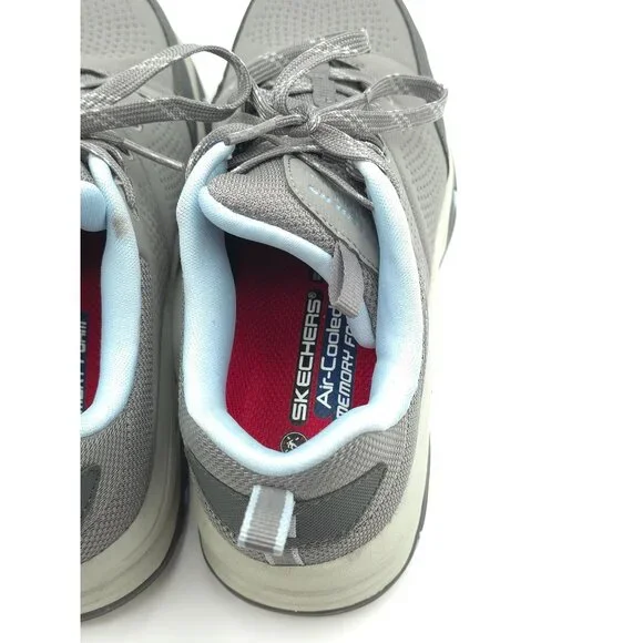 Skechers Air-Cooled Memory Foam Gray Lace-Up Steel Toe Sneakers - Picture 5 of 9